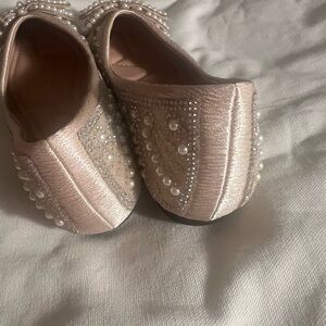 Pearl Embellished Women's Flats in Soft Pink
